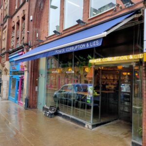 Awning with branding for a retail 
